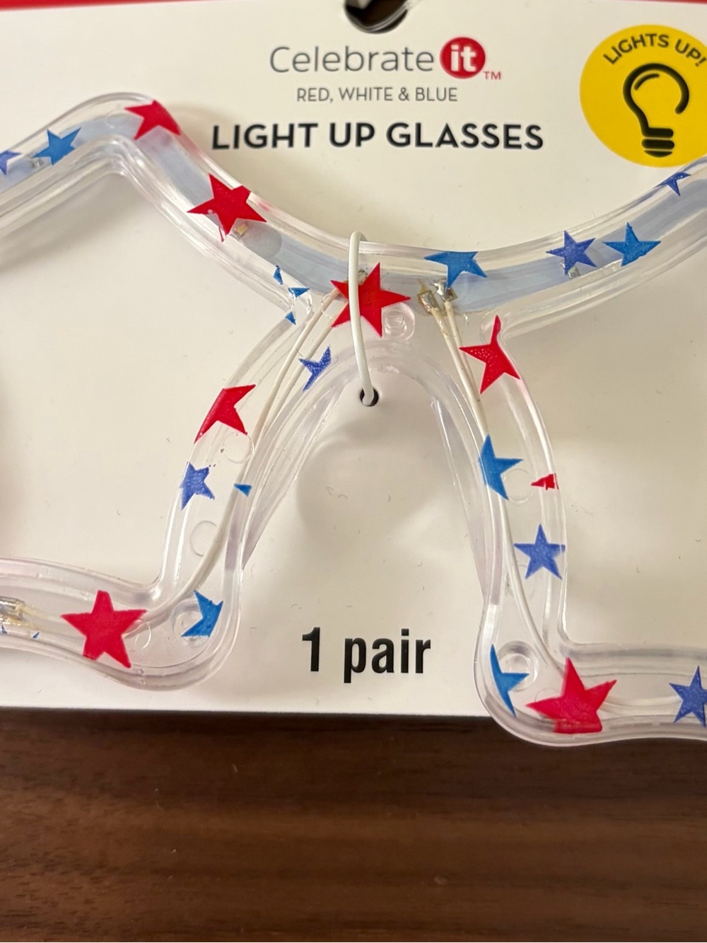 Celebrate It Patriotic Star Light Up Glasses Red White Blue New
